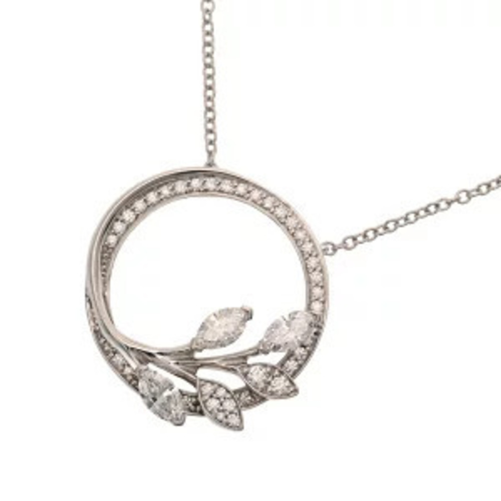 Tiffany Co Victoria Vine Circle Necklace Platinum Diamond - Picture 5 of 9